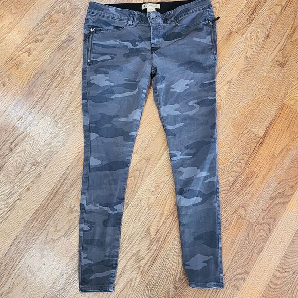 Democracy Ab Technology Gray Camo Slimming Zipper Accent Women's Skinny jeans 14 - Picture 3 of 6